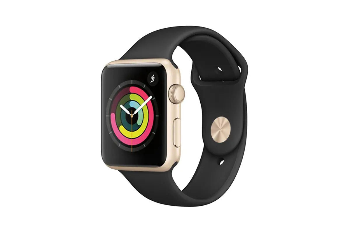 Apple Watch Series 3 (GPS) 38mm Gold Aluminum Case Black Sport Band - Good Grade