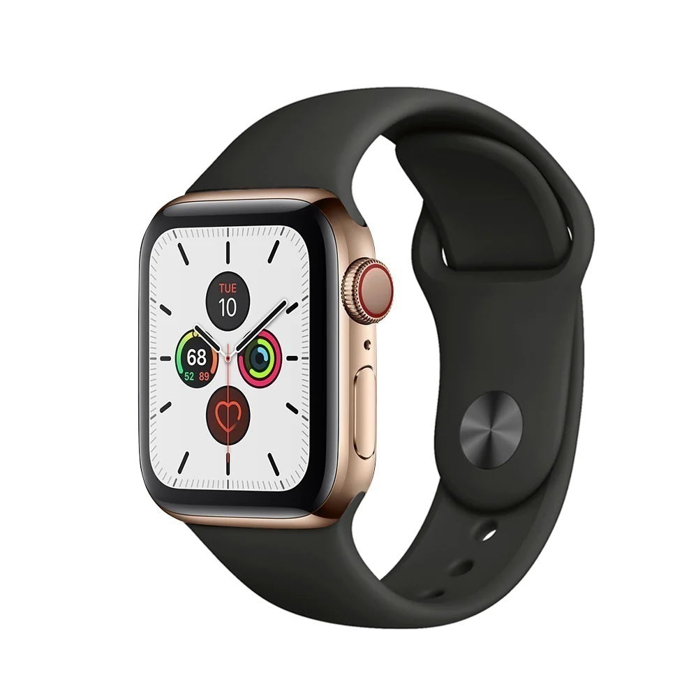 Apple Watch Series 5 (Cellular) 40mm Gold Stainless Steel Black Band - Premium