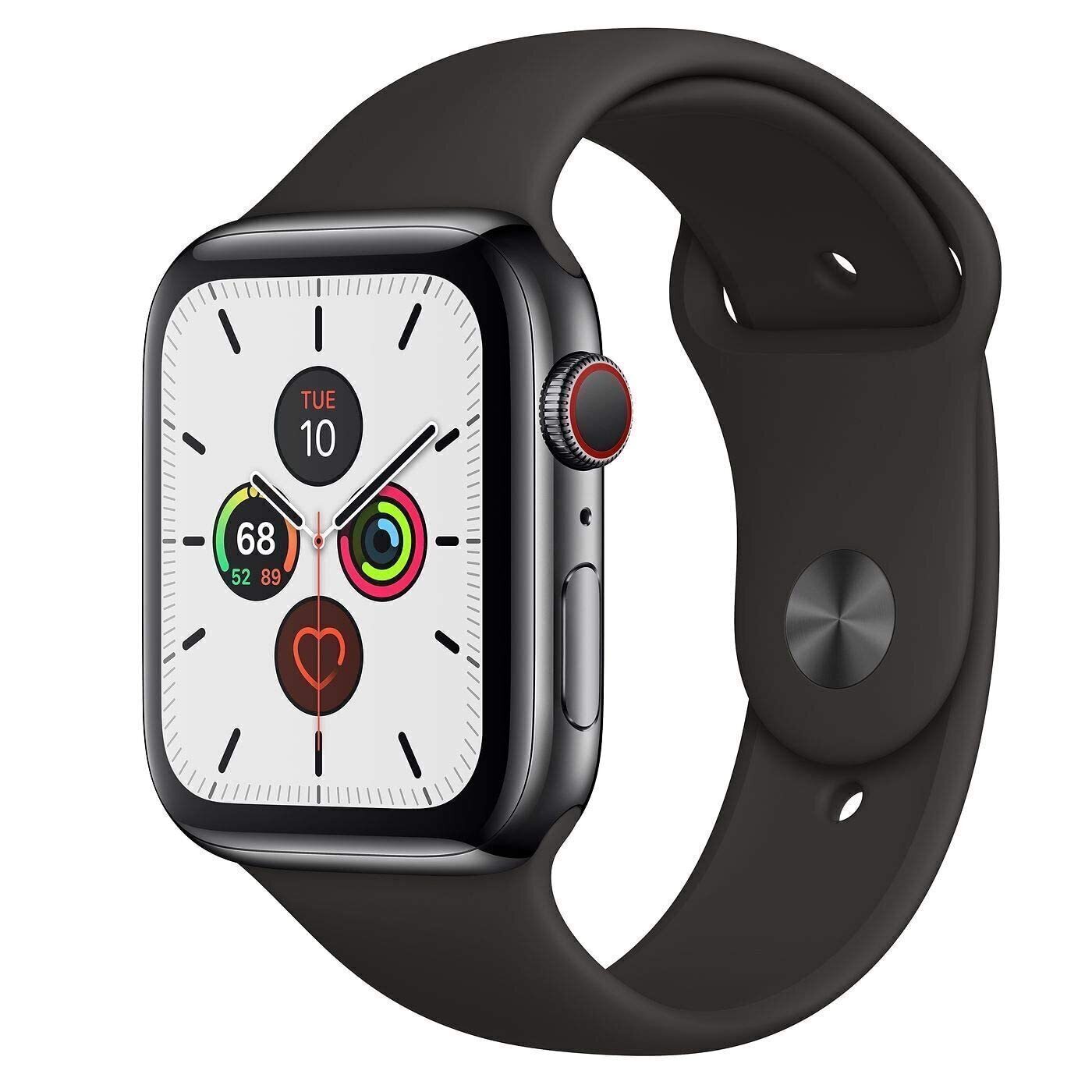 Apple Watch Series 5 (Cellular) 44mm Gray Stainless Steel Black Band - As New