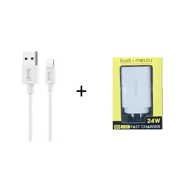 Budi Lightning cable for iPhone and iPad + 24W Fast Charger