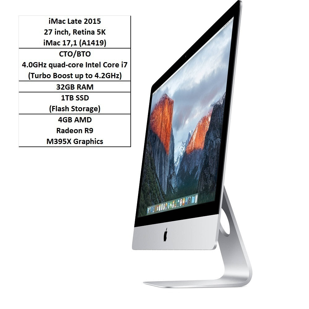 iMac 27"(Late 2015)/i7-6700/4.0gHz/32GB/1TB SSD-Excellent