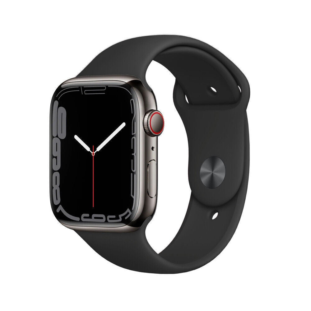 Apple Watch Series 7 (Cellular) 45mm Graphite S Steel Black Band - As New